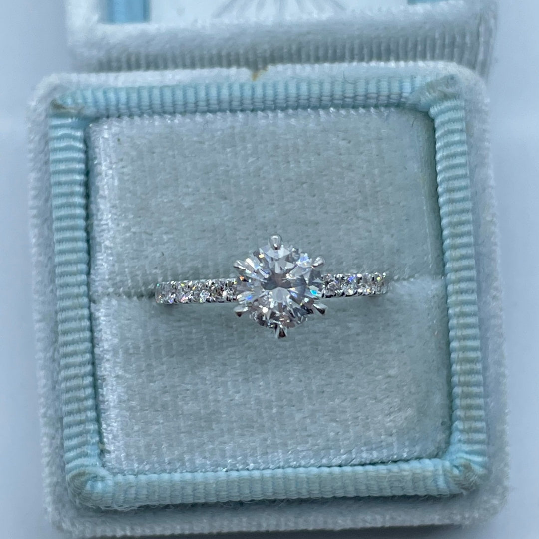 14K Gold Lab Grown Diamond CVD 2CT Round-Cut Six Prong Promise Ring