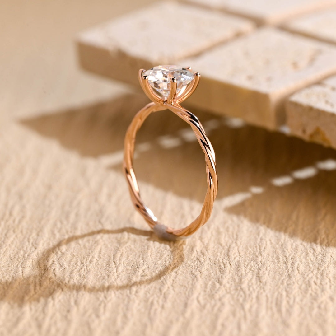 18k Gold Lab Grown Diamond CVD 3CT Round-Cut Birthday Gift for Women