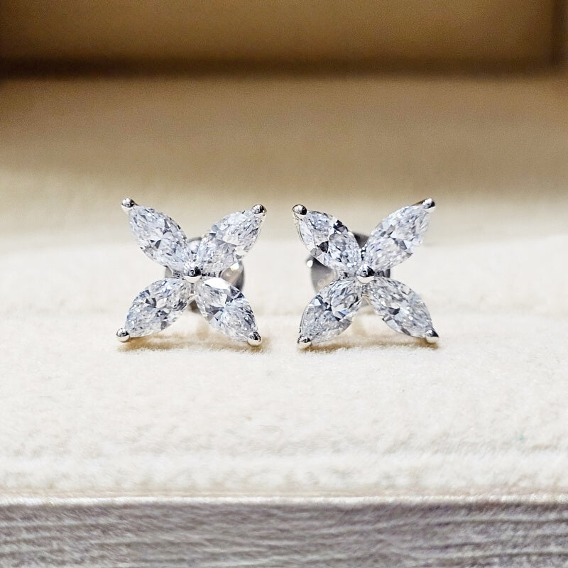 Platinum PT950 Lab Grown Diamond CVD Vintage Earrings As a Gift For Women