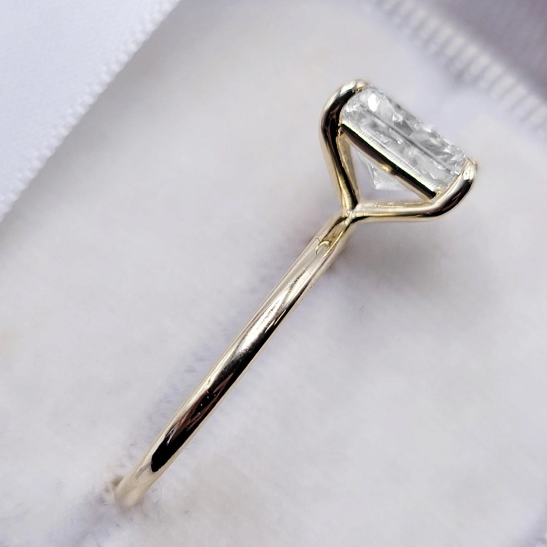14K Gold Lab Grown Diamond CVD 2CT Radiant-Cut Four Prong Classic Ring
