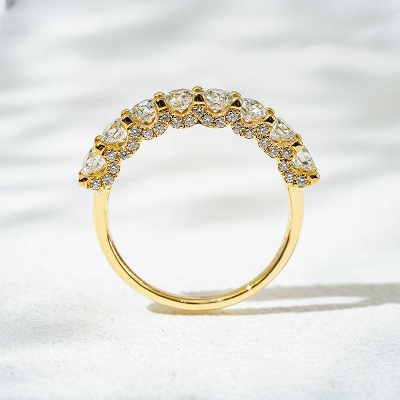 10K Gold Lab Grown Diamond CVD 1.5CT Round-Cut Eight Stone Engagement Ring