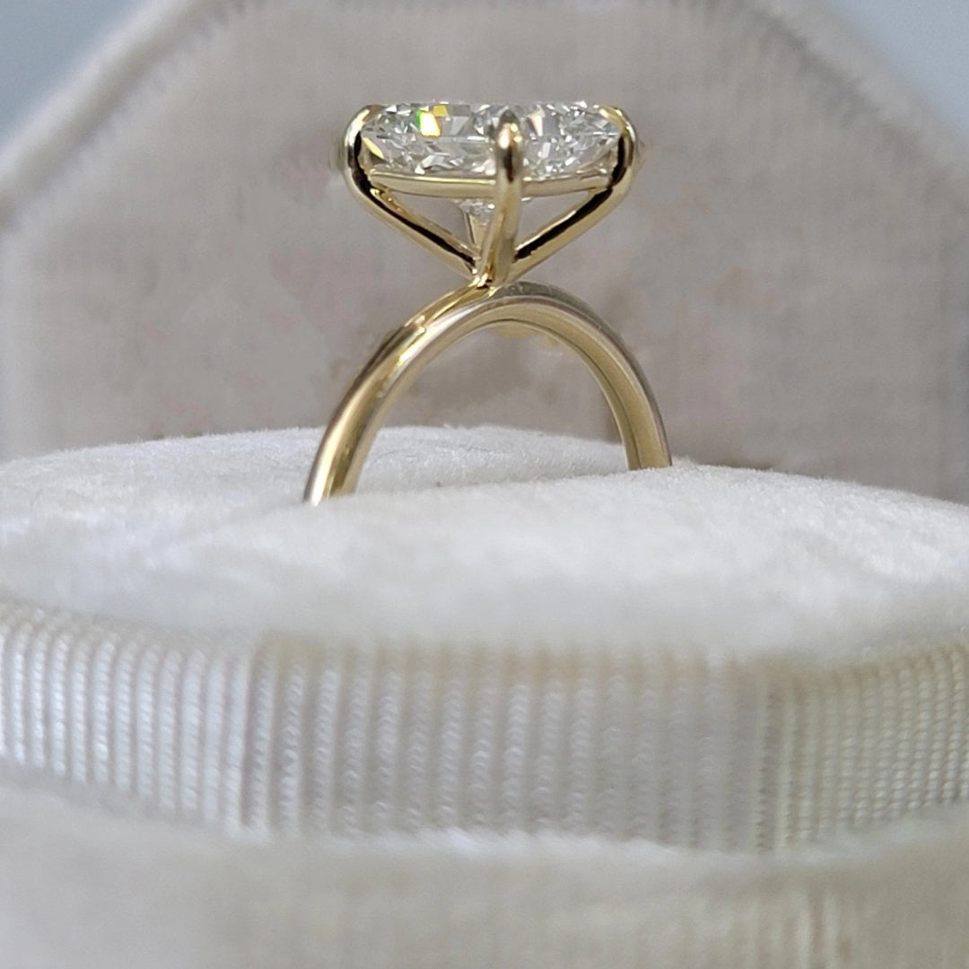 14K Gold Lab Grown Diamond CVD 2CT Radiant-Cut Four Prong Classic Ring