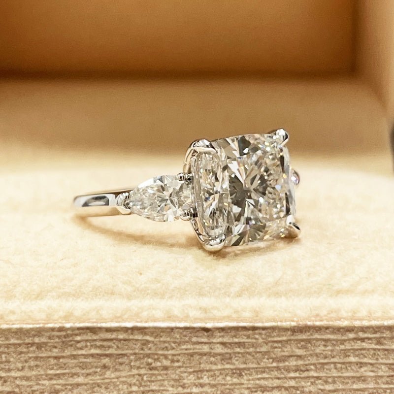 Platinum PT950 Lab Grown Diamond CVD Three Stones Classic Ring