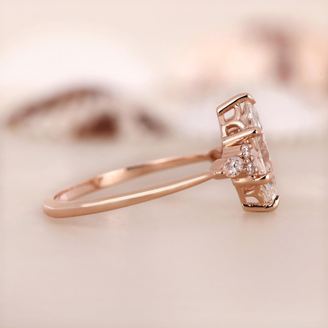 18k Gold Lab Grown Diamond CVD 1.5CT Marquise Diamond Engagement Ring