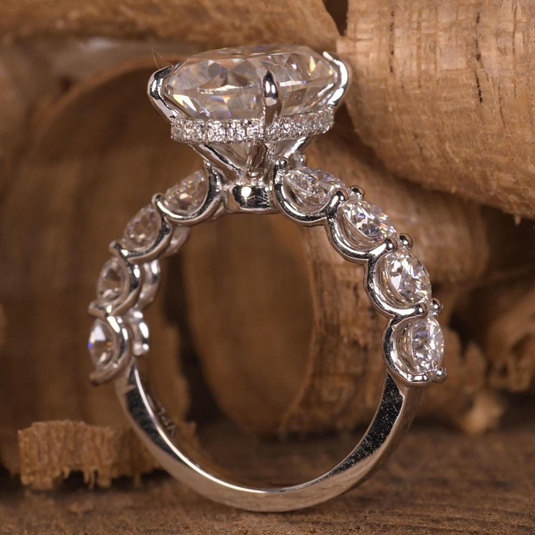 14K Gold Lab Grown Diamond CVD 5CT Oval-Cut Round Eternity Band Anniversary Gift For Her