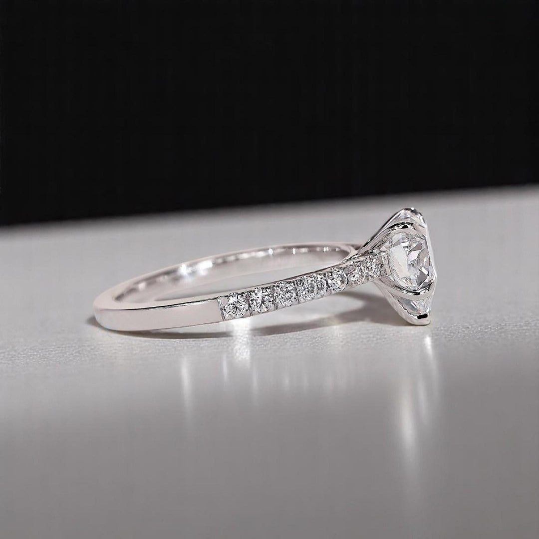 14K Gold Lab Grown Diamond CVD 2CT Heart-Cut  Half Eternity Promise Ring