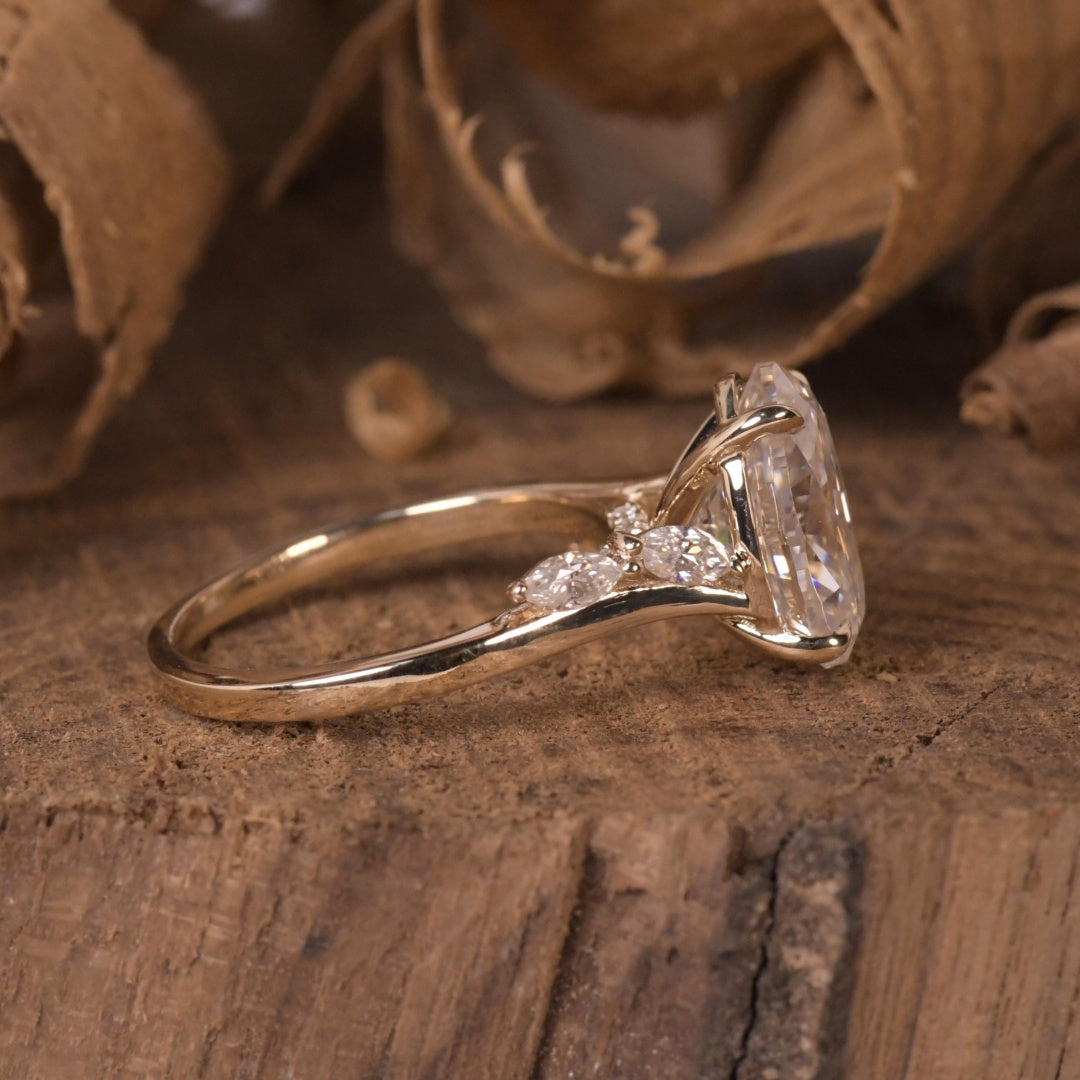 18K Gold Lab Grown Diamond CVD 4CT Oval-Cut Twisted Pave Engagement Ring