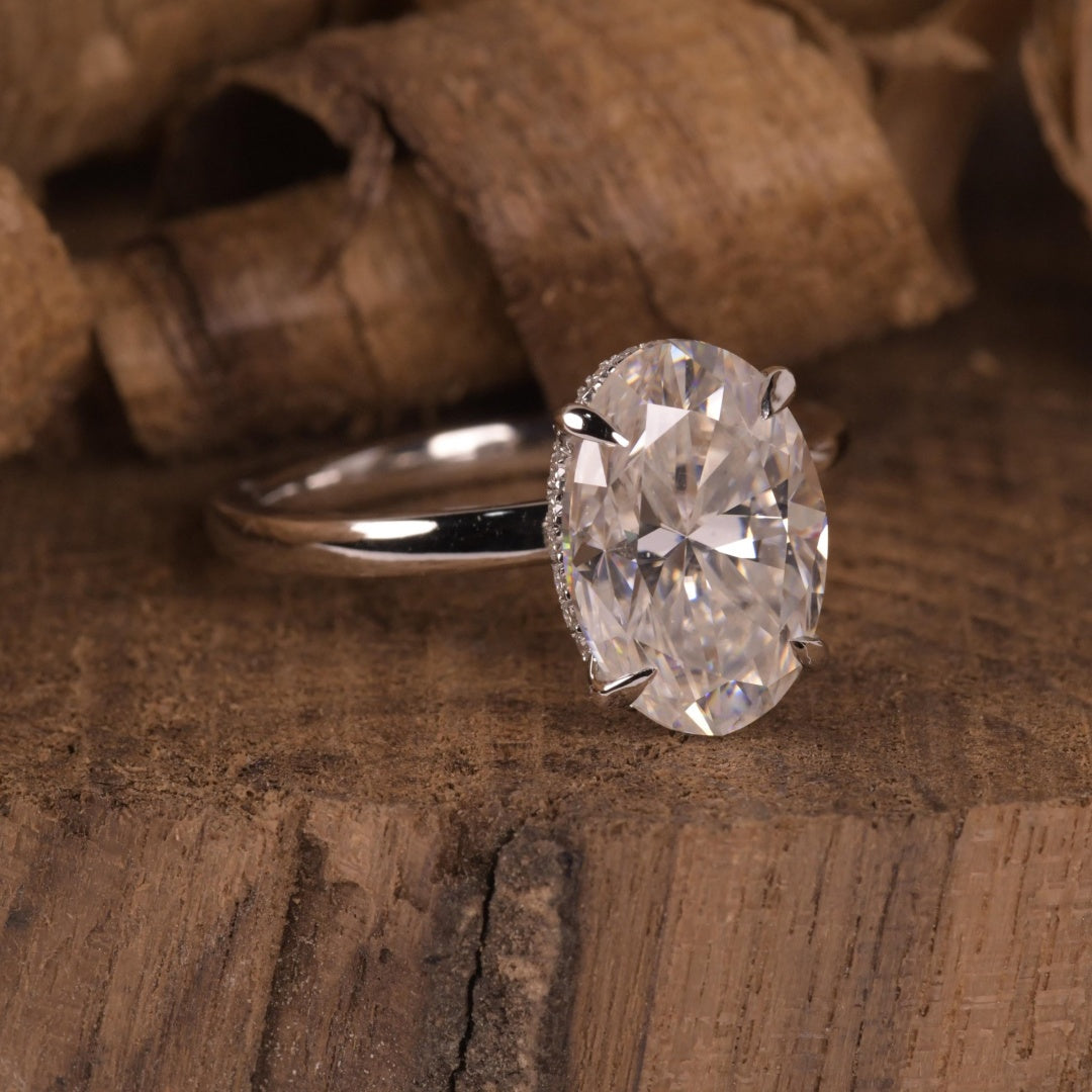 14K Gold Lab Grown Diamond CVD 3CT Radiant-Cut Euro Shank Hidden Halo Classic Ring