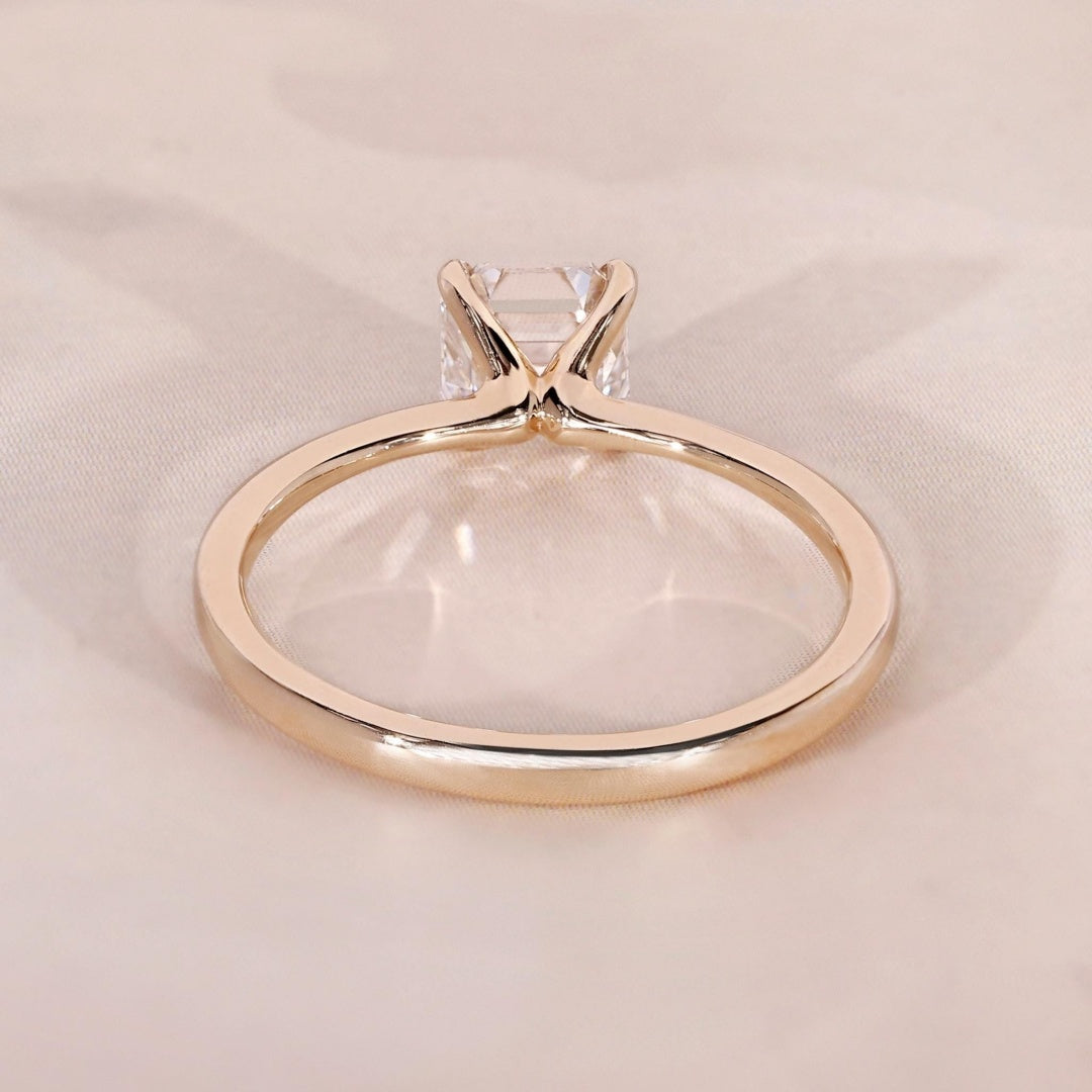 10K Gold Lab Grown Diamond CVD 1CT Asscher-Cut Solitaire Promise Ring