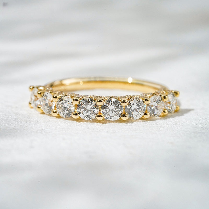 10K Gold Lab Grown Diamond CVD 1.5CT Round-Cut Eight Stone Engagement Ring