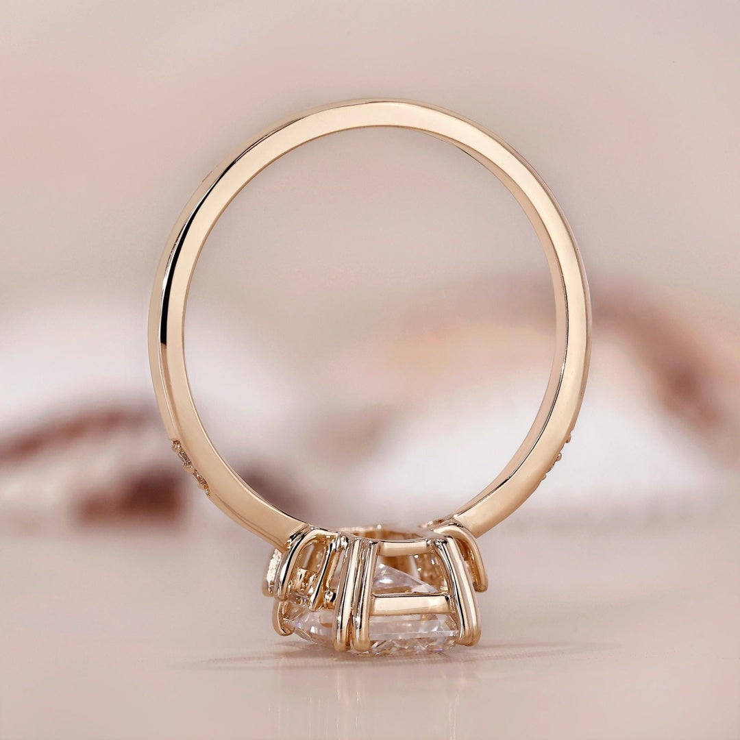 14K Gold Lab Grown Diamond CVD 2CT Emerald-Cut Classic Ring For Daily Wear