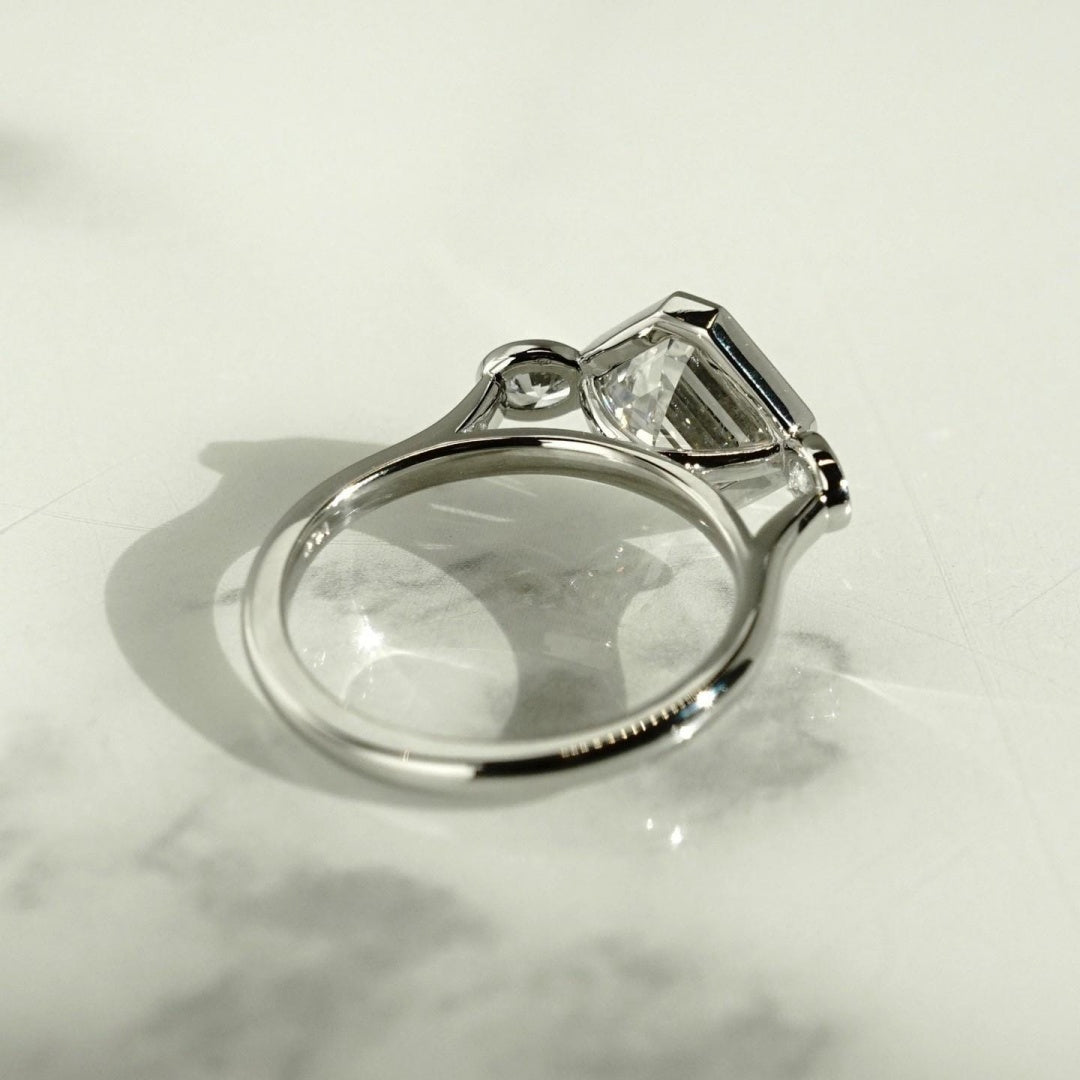 14K Gold Lab Grown Diamond CVD 2CT Princess-Cut Bezel Design Anniversary Ring