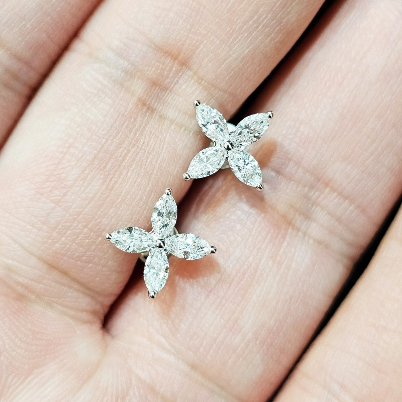 Platinum PT950 Lab Grown Diamond CVD Vintage Earrings As a Gift For Women