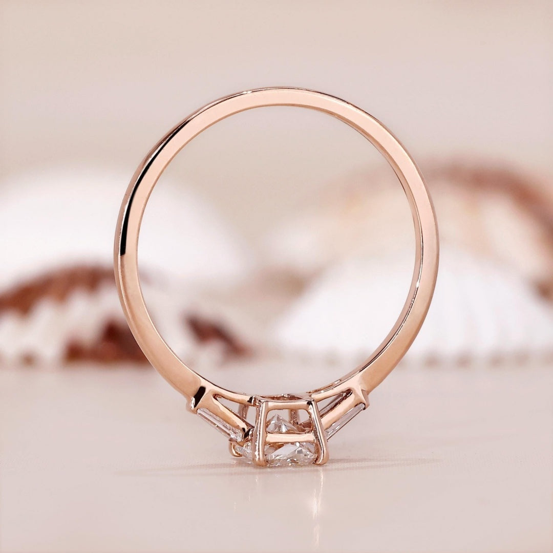 10K Gold Lab Grown Diamond CVD 2CT Radiant-Cut Tapered Baguette Accents Engagement Ring
