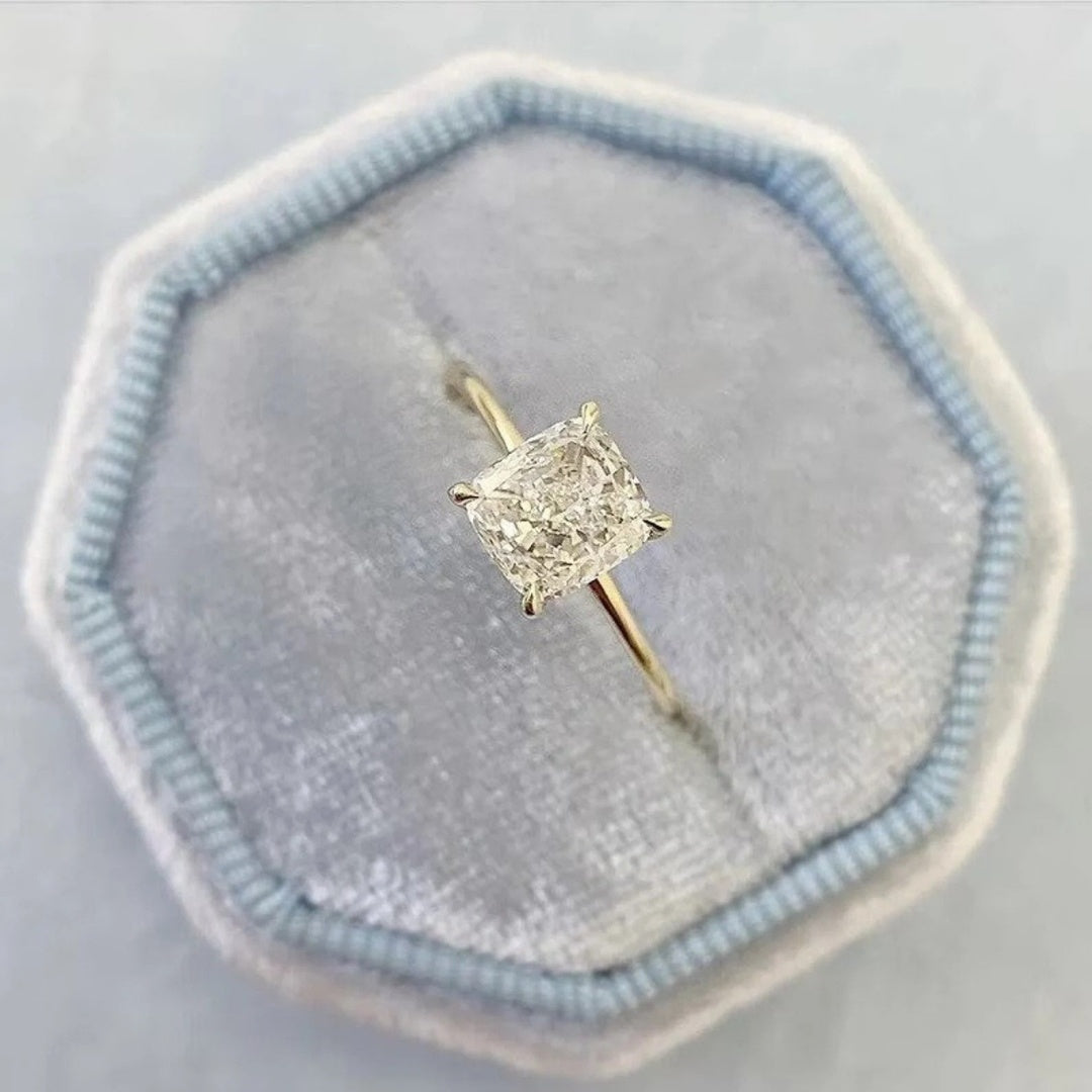 14K Gold Lab Grown Diamond CVD 2CT Cushion-Cut yellow gold Classic Wedding Ring
