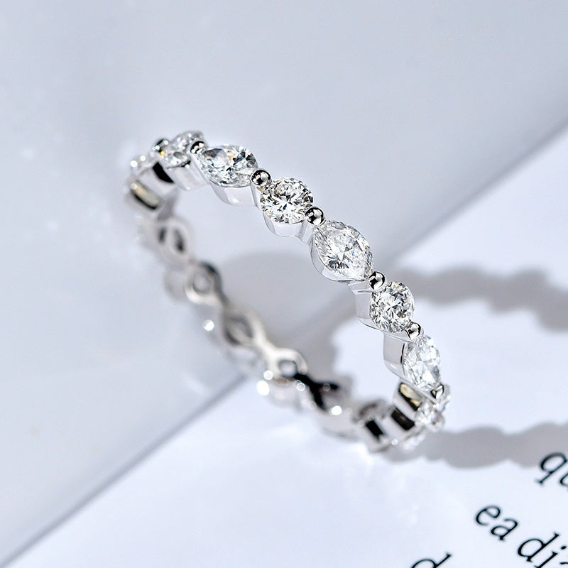 10K Gold Lab Grown Diamond CVD Round-Cut Full Circle Classic Ring For Daily Wear