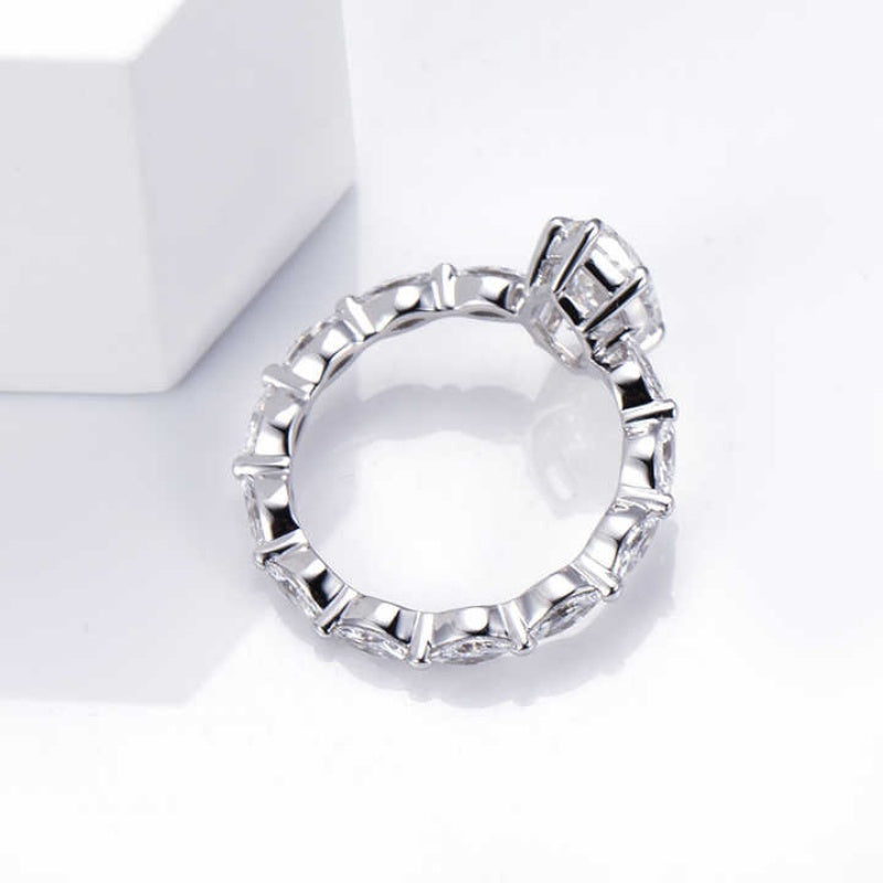 10K Gold Lab Grown Diamond CVD 2CT Marquise-Cut Full Eternity Band Exceptional Sparkle Ring