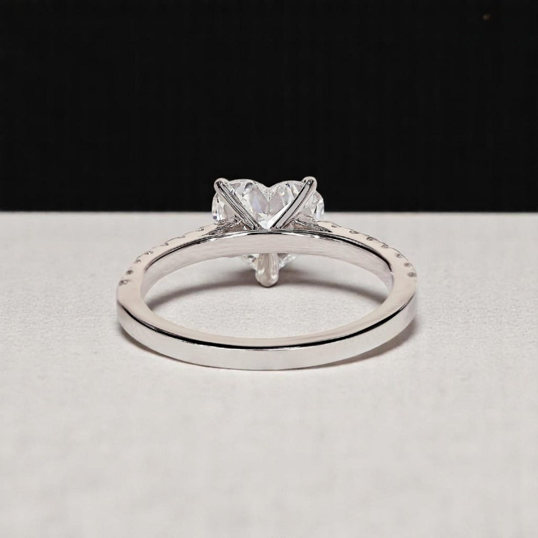 14K Gold Lab Grown Diamond CVD 2CT Heart-Cut  Half Eternity Promise Ring