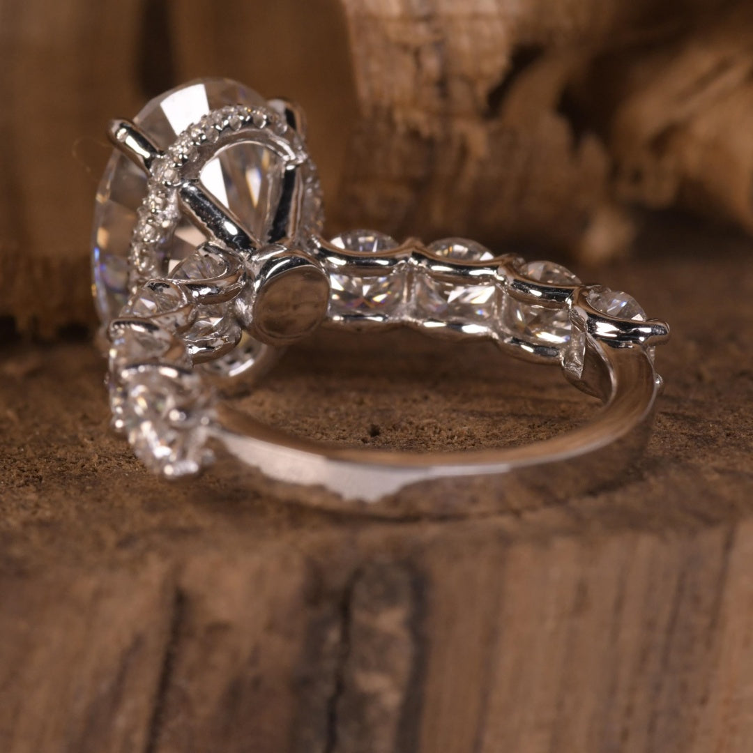 14K Gold Lab Grown Diamond CVD 5CT Oval-Cut Round Eternity Band Anniversary Gift For Her