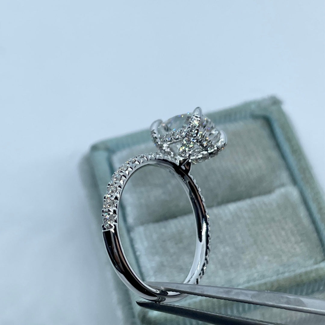 14K Gold Lab Grown Diamond CVD 2CT Elongated Cushion-Cut Couple Anniversary Ring