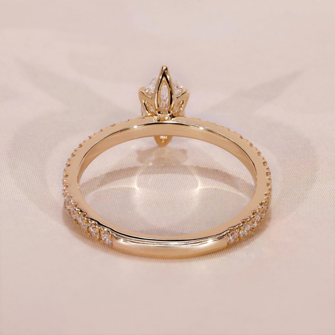 18k Gold Lab Grown Diamond CVD 1CT Marquise-Cut Diamond Engagement Ring