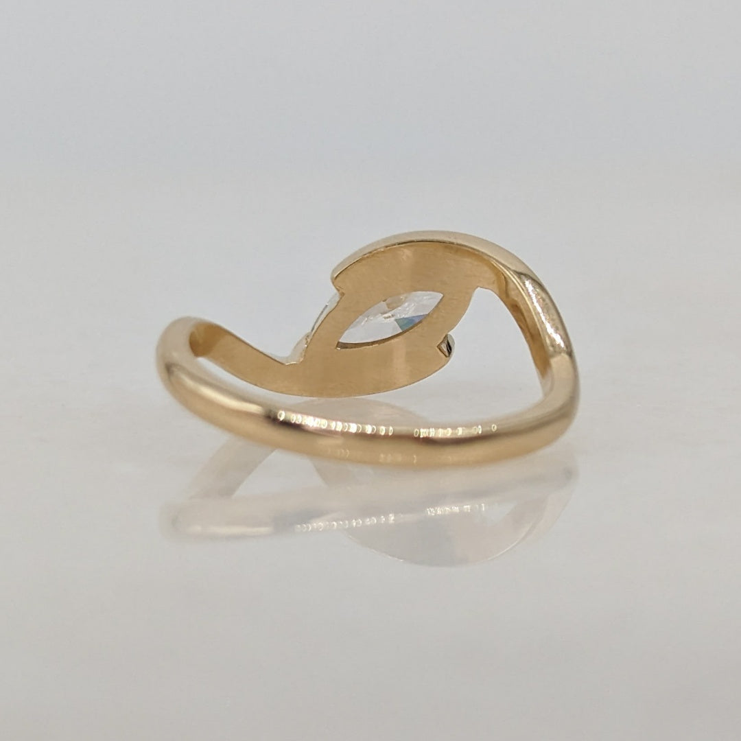 10K Gold Lab Grown Diamond CVD Marquise-Cut Unique Design Asymmetrical Ring