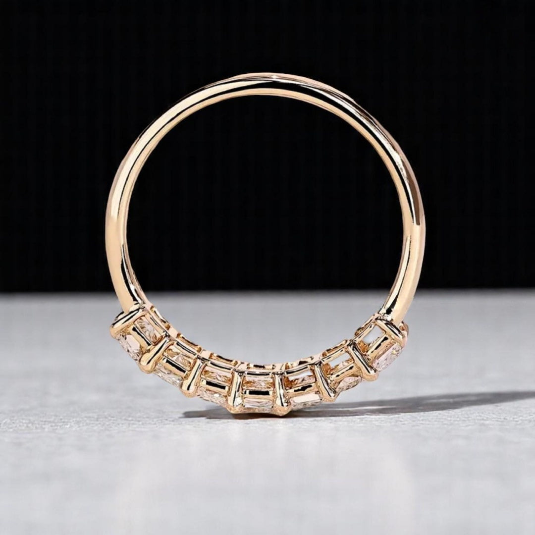18K Gold Lab Grown Diamond CVD Cushion Cut Full Eternity Wedding Band