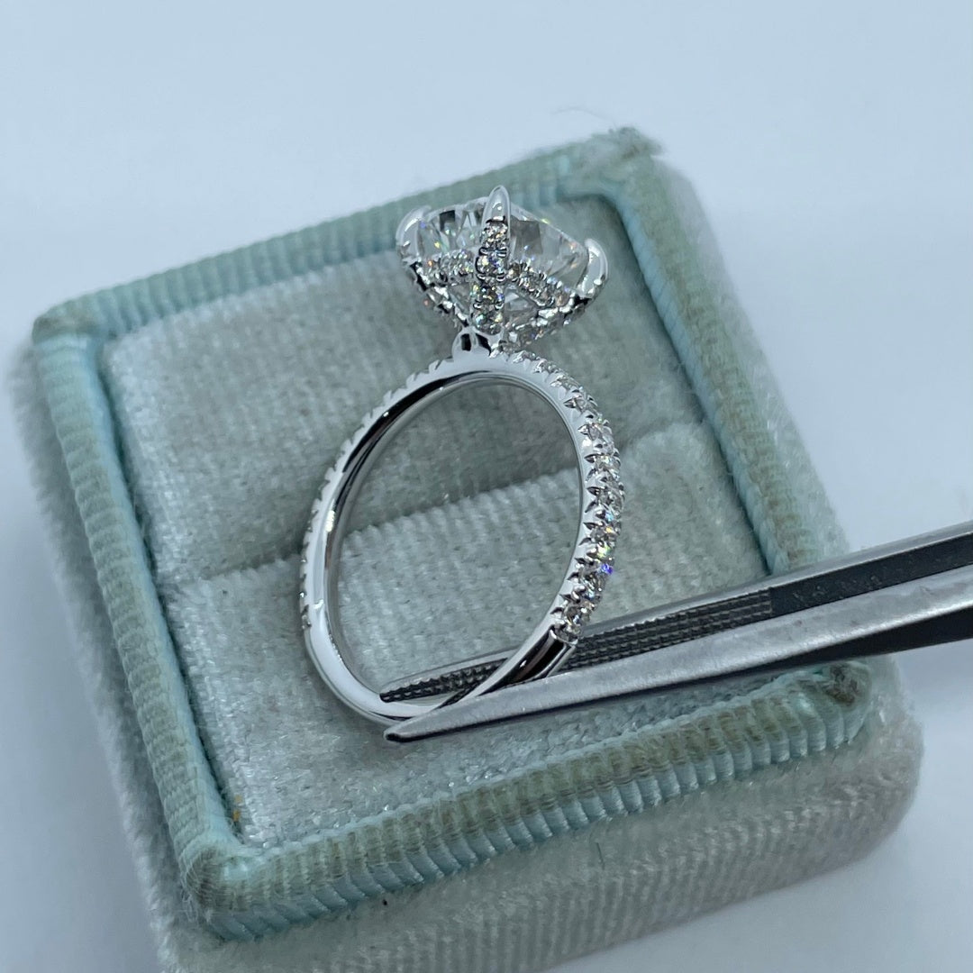 14K Gold Lab Grown Diamond CVD 2CT Elongated Cushion-Cut Couple Anniversary Ring