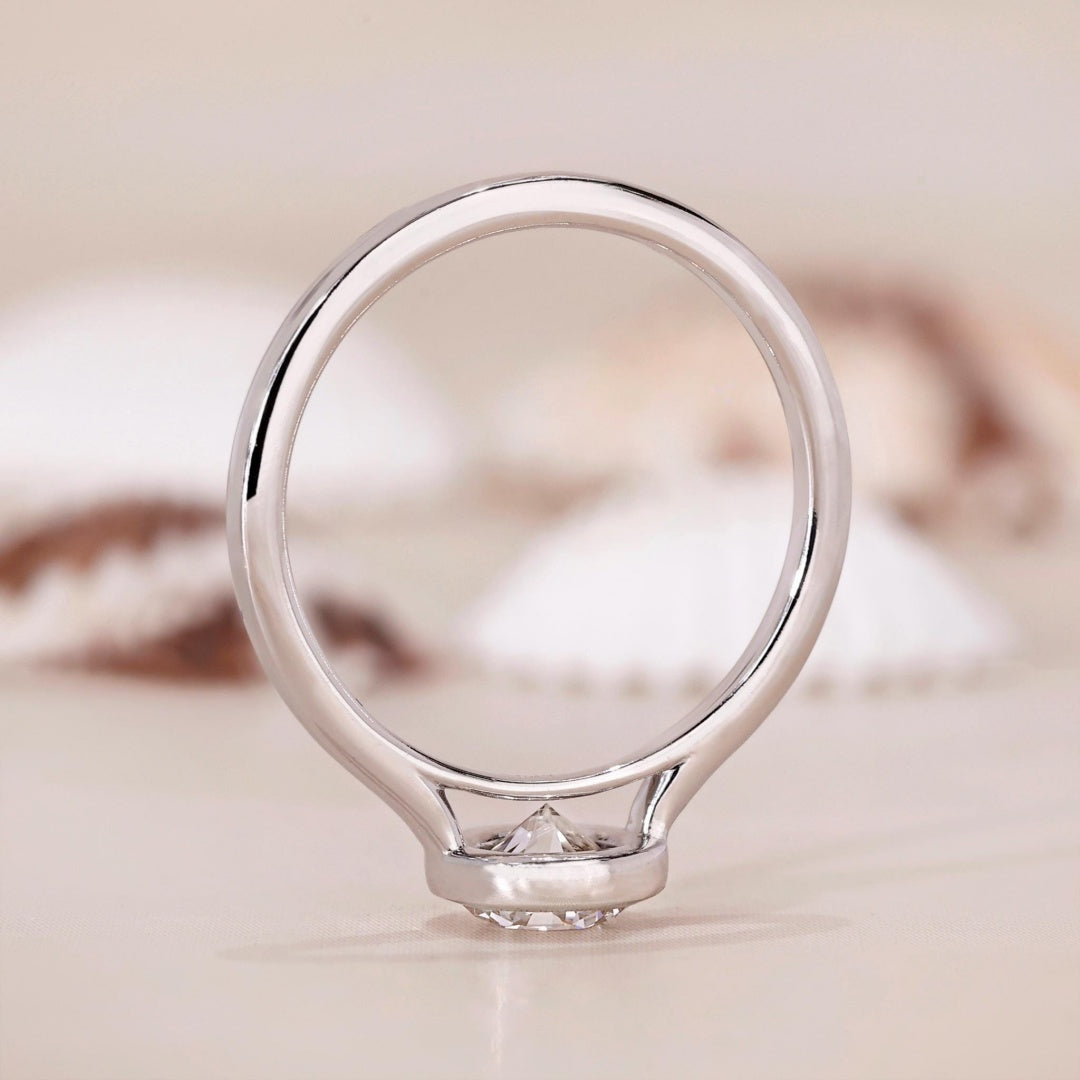 10K Gold Lab Grown Diamond CVD 1.5CT Round-Cut Bezel Set Engagement Ring