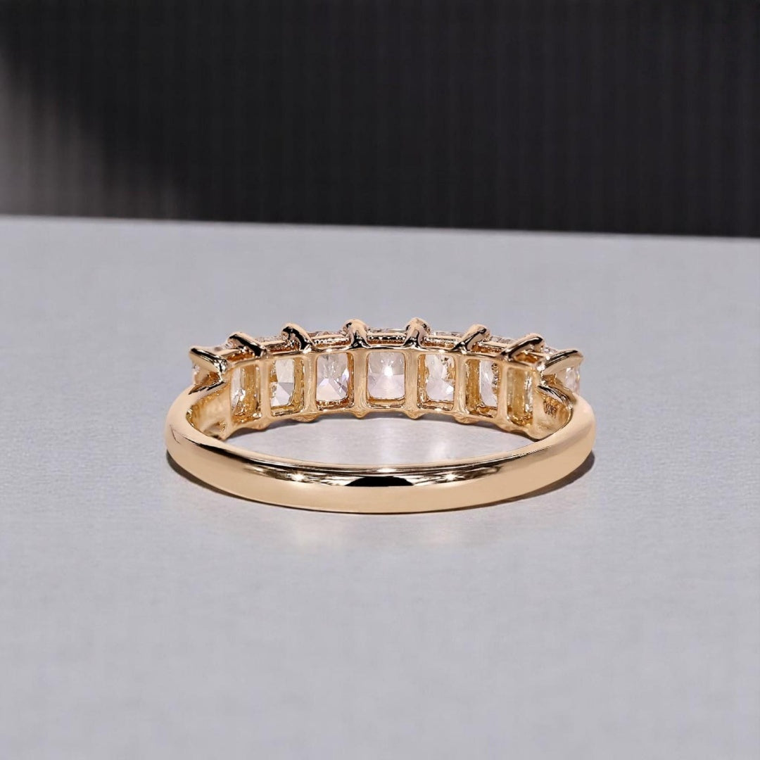 18K Gold Lab Grown Diamond CVD Cushion Cut Full Eternity Wedding Band