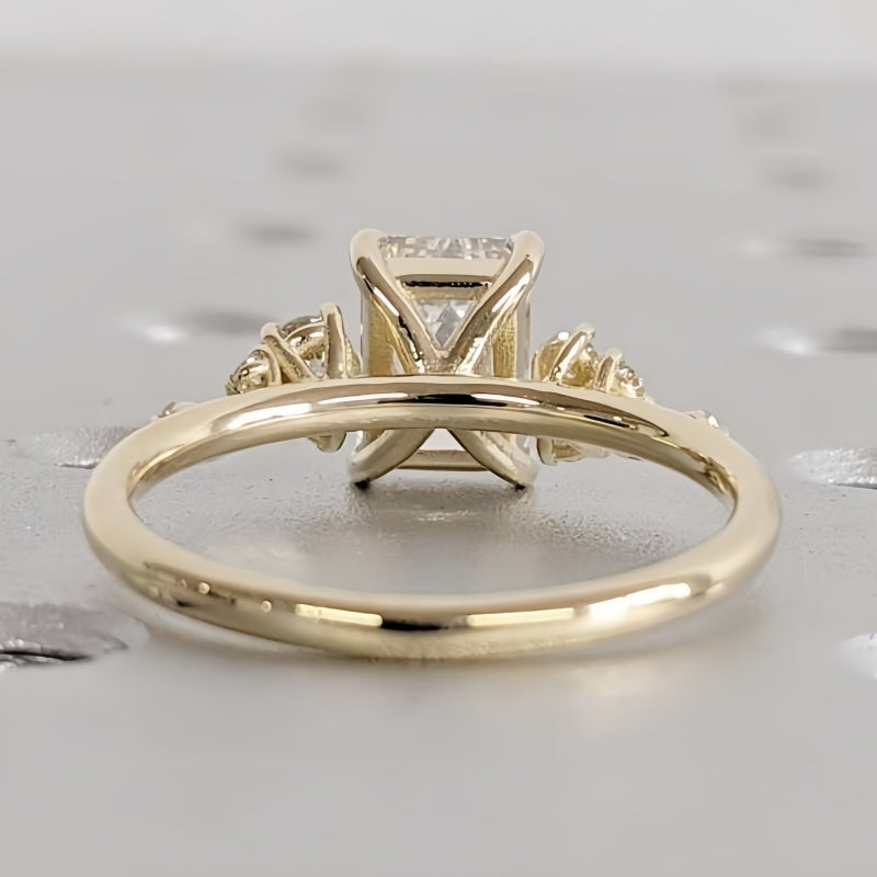 14K Gold Lab Grown Diamond CVD 2CT Emerald-Cut Niche Luxury Style Anniversary Ring