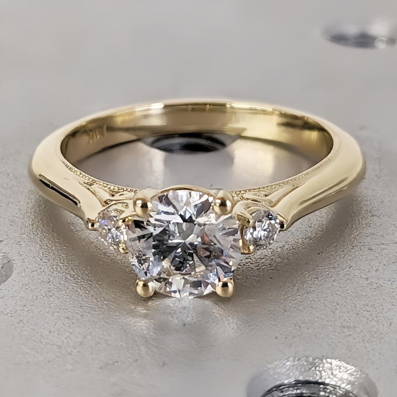 10K Gold Lab Grown Diamond CVD 1CT Round-Cut Ladies Wedding Ring