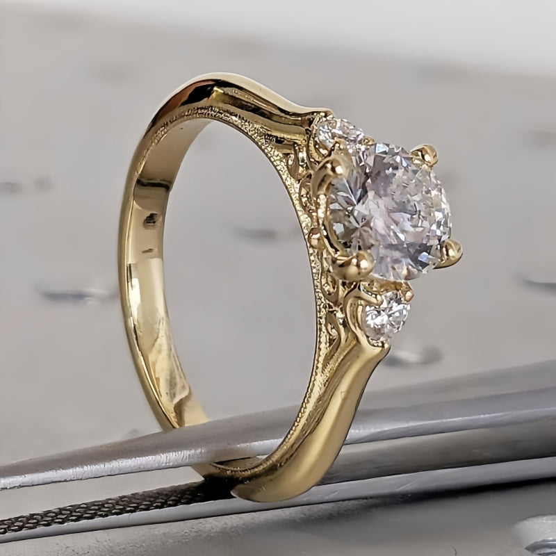 10K Gold Lab Grown Diamond CVD 1CT Round-Cut Ladies Wedding Ring