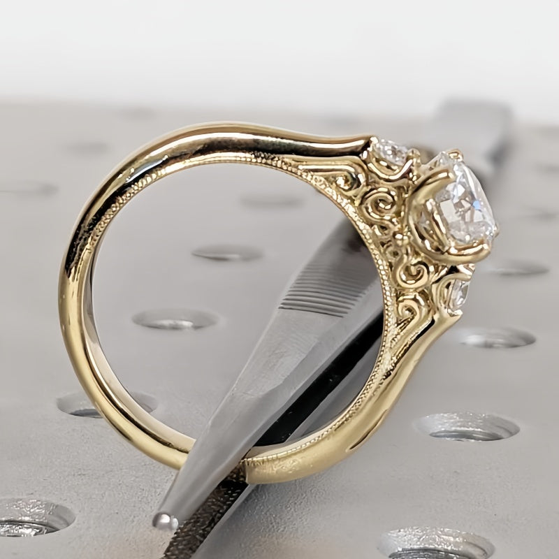 10K Gold Lab Grown Diamond CVD 1CT Round-Cut Ladies Wedding Ring