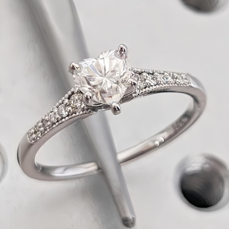 10K Gold Lab Grown Diamond CVD 1CT Heart-Cut Vintage Royal Style Engagement Ring