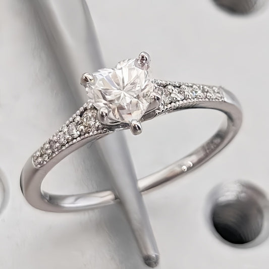 10K Gold Lab Grown Diamond CVD 1CT Heart-Cut Vintage Royal Style Engagement Ring