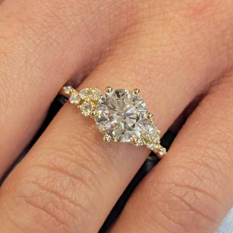14K Gold Lab Grown Diamond CVD 3CT Round-Cut Six Prong Vintage Royal Style Promise Ring