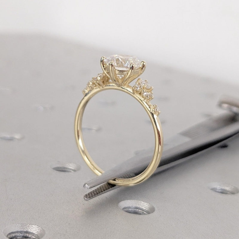 14K Gold Lab Grown Diamond CVD 3CT Round-Cut Six Prong Vintage Royal Style Promise Ring