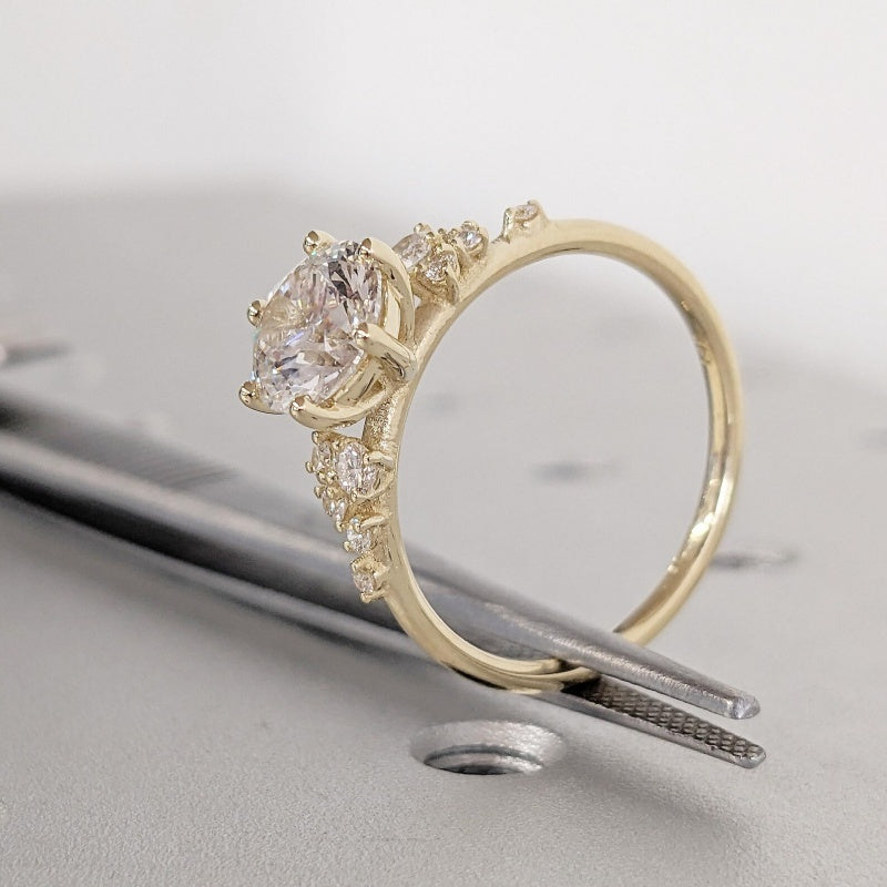 14K Gold Lab Grown Diamond CVD 3CT Round-Cut Six Prong Vintage Royal Style Promise Ring
