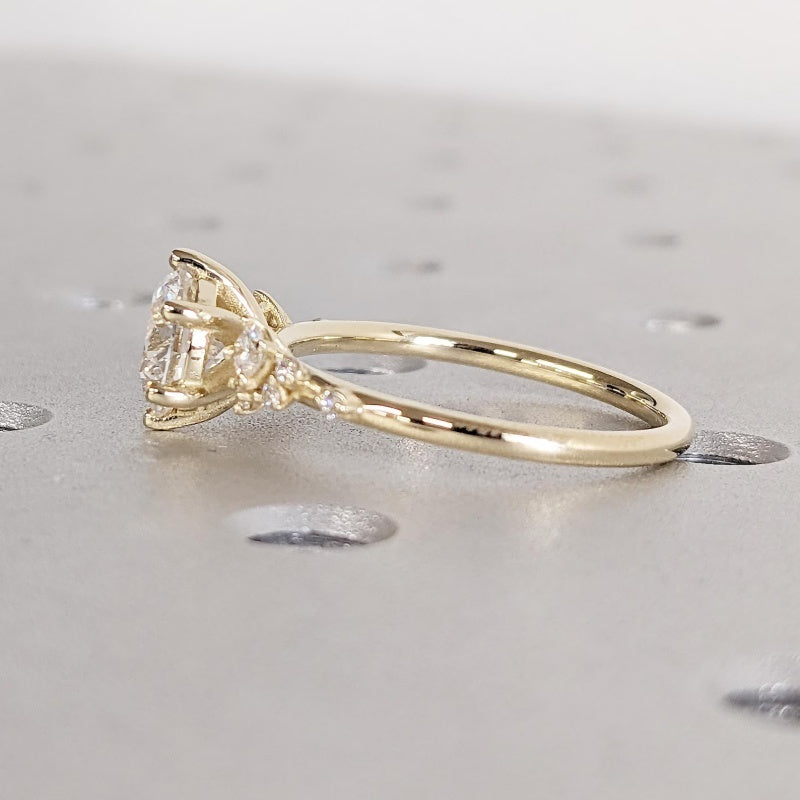 14K Gold Lab Grown Diamond CVD 3CT Round-Cut Six Prong Vintage Royal Style Promise Ring