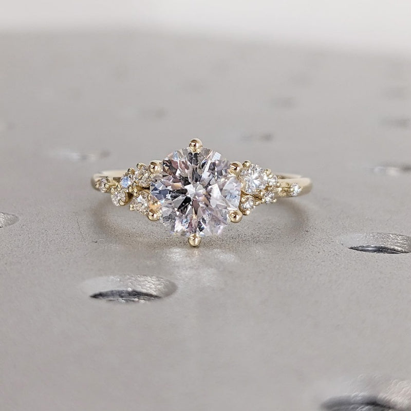 14K Gold Lab Grown Diamond CVD 3CT Round-Cut Six Prong Vintage Royal Style Promise Ring