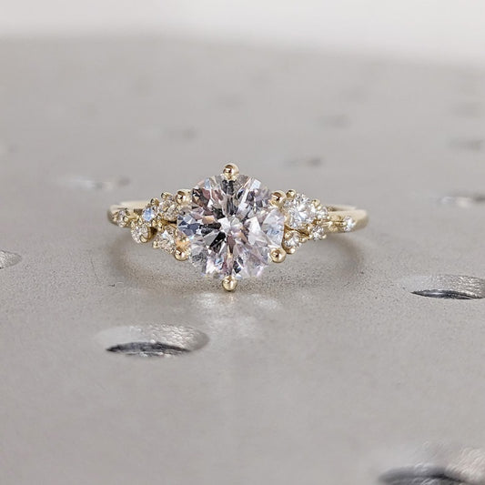 14K Gold Lab Grown Diamond CVD 3CT Round-Cut Six Prong Vintage Royal Style Promise Ring
