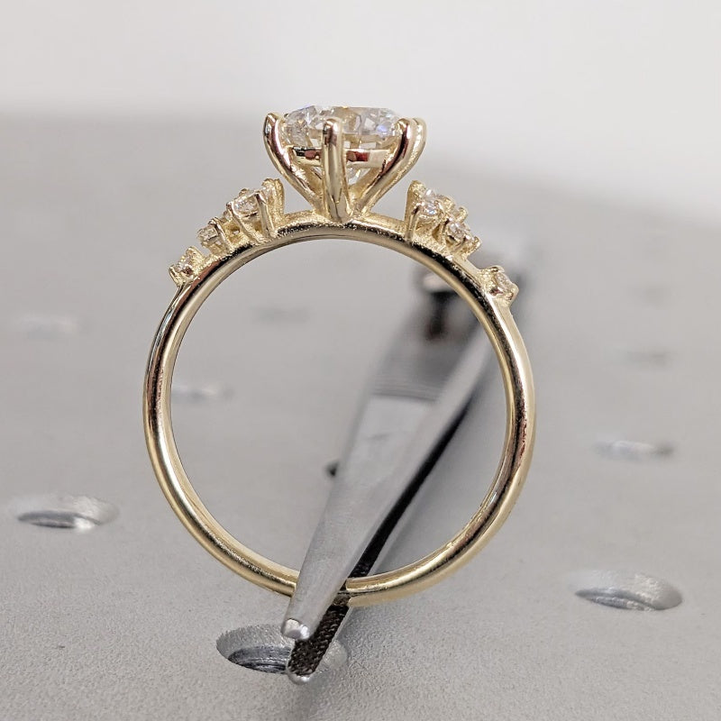14K Gold Lab Grown Diamond CVD 3CT Round-Cut Six Prong Vintage Royal Style Promise Ring