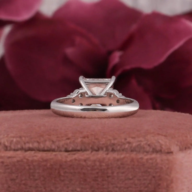 14K Gold Lab Grown Diamond CVD 2CT Princess-Cut Unique Wedding Bridal Promise Ring