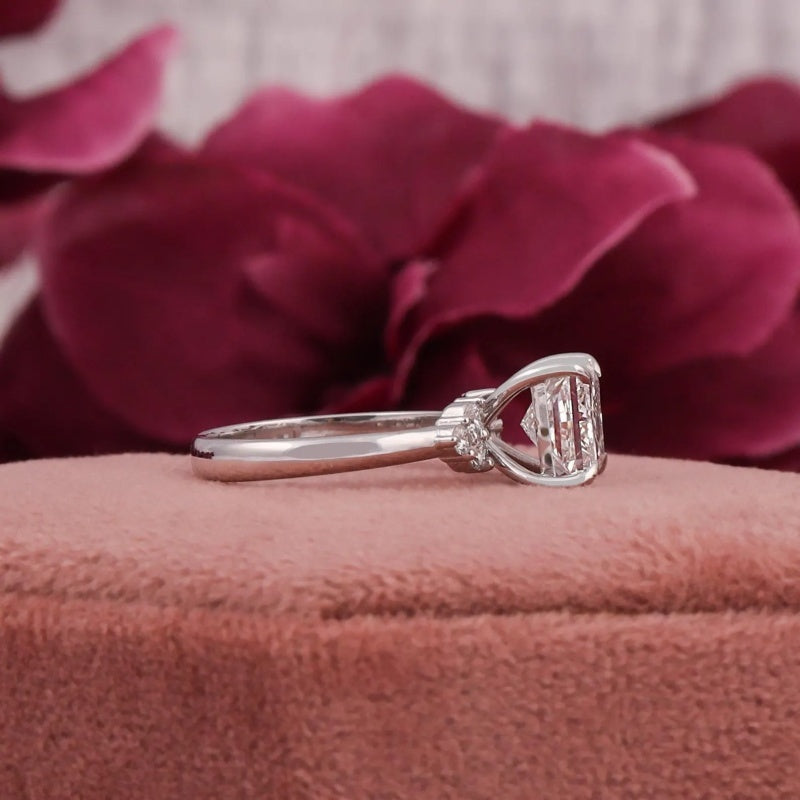 14K Gold Lab Grown Diamond CVD 2CT Princess-Cut Unique Wedding Bridal Promise Ring
