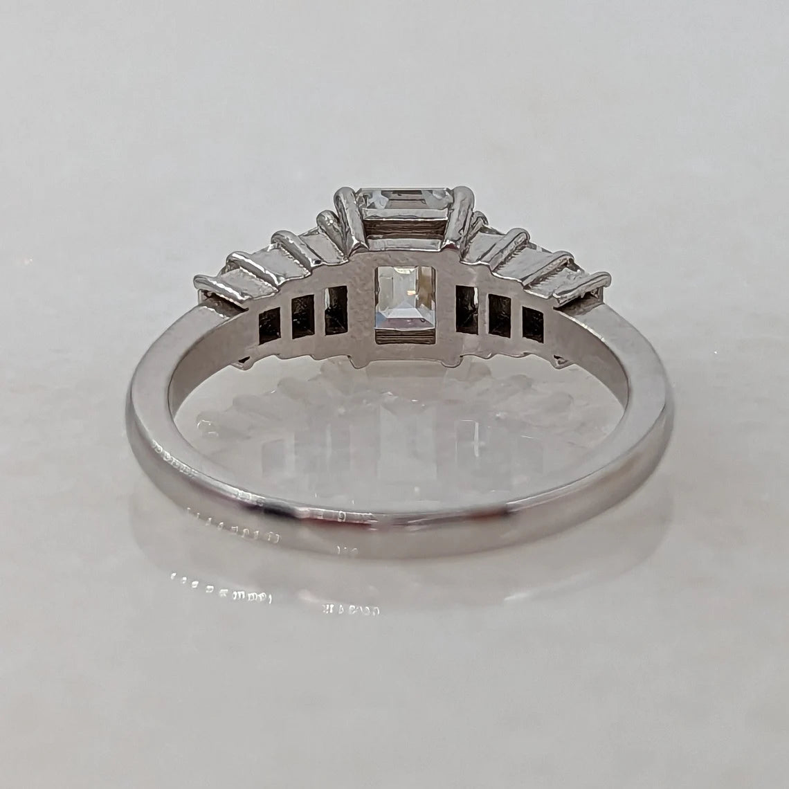 14K Gold Lab Grown Diamond CVD 2CT Emerald-Cut Five Stone Promise Ring For Daily Wear