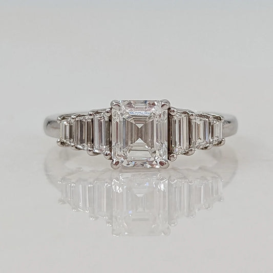 14K Gold Lab Grown Diamond CVD 2CT Emerald-Cut Five Stone Promise Ring For Daily Wear
