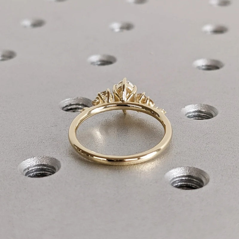10K Gold Lab Grown Diamond CVD 2CT Oval-Cut Unique Snowdrift 6 Prongs Engagement Ring