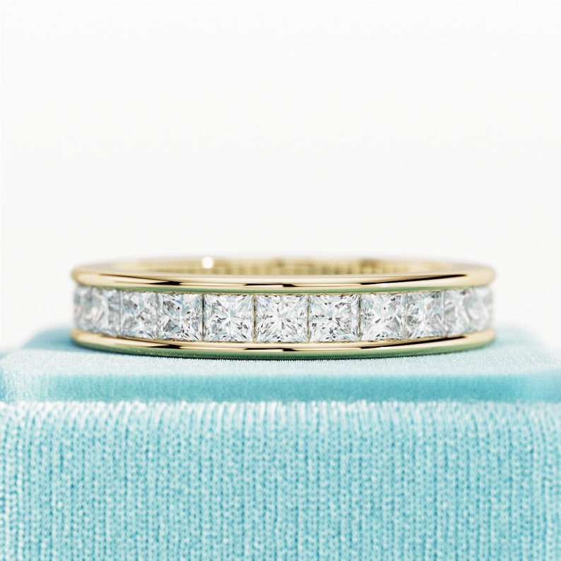 10K Gold Lab Grown Diamond CVD 2.2CT Princess-Cut Channel Set Anniversary  Band