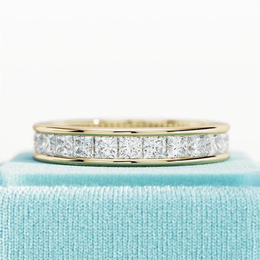10K Gold Lab Grown Diamond CVD 2.2CT Princess-Cut Channel Set Anniversary  Band